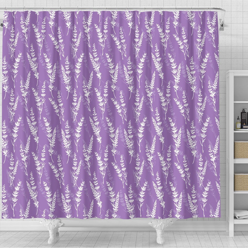 Floral Lavender Print Pattern Bathroom Shower Curtain-grizzshop