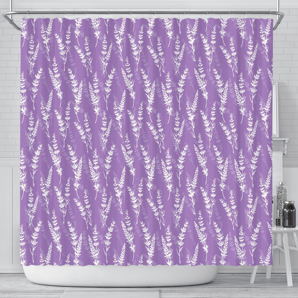 Floral Lavender Print Pattern Bathroom Shower Curtain-grizzshop