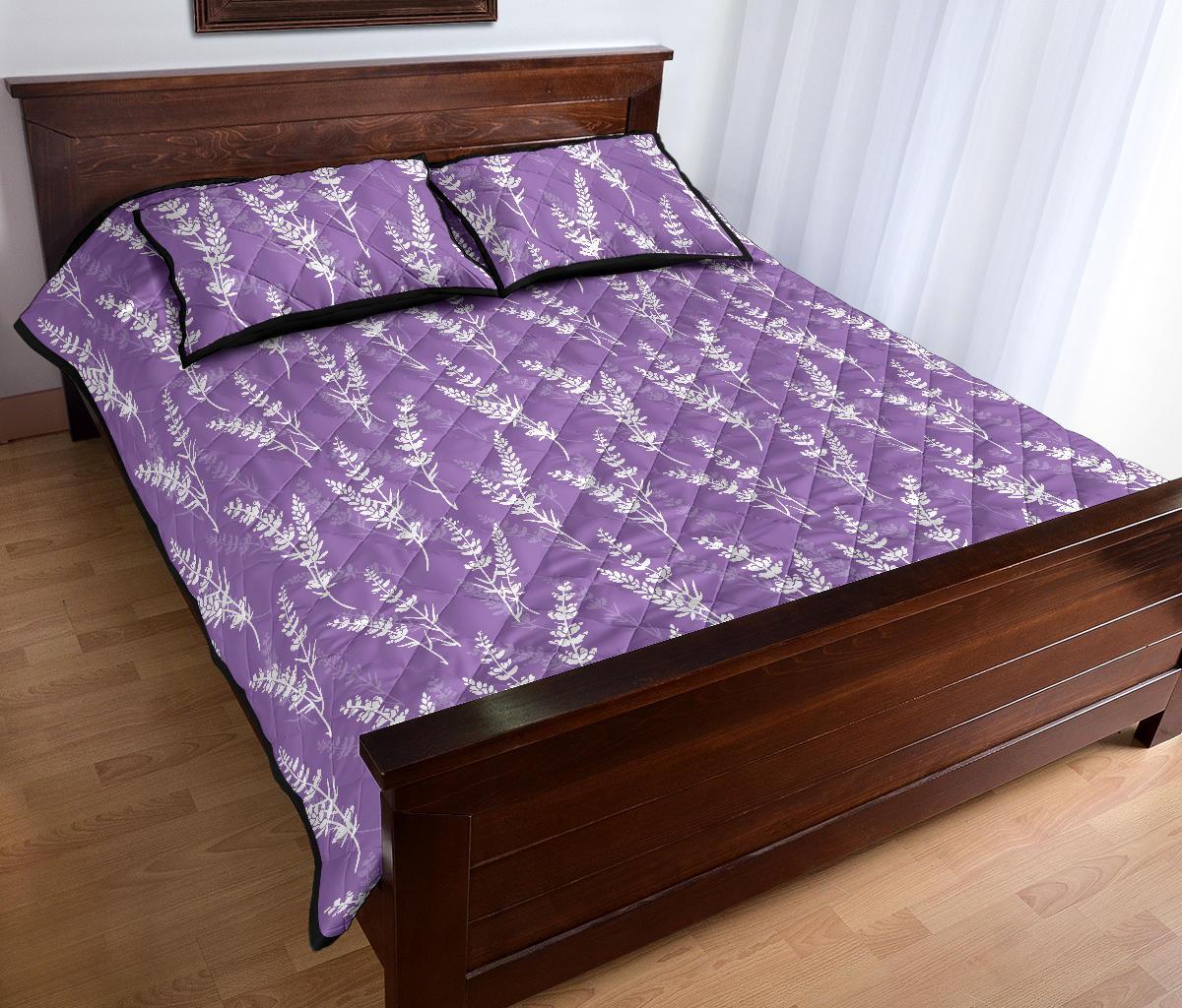 Floral Lavender Print Pattern Bed Set Quilt-grizzshop