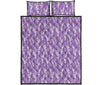 Floral Lavender Print Pattern Bed Set Quilt-grizzshop