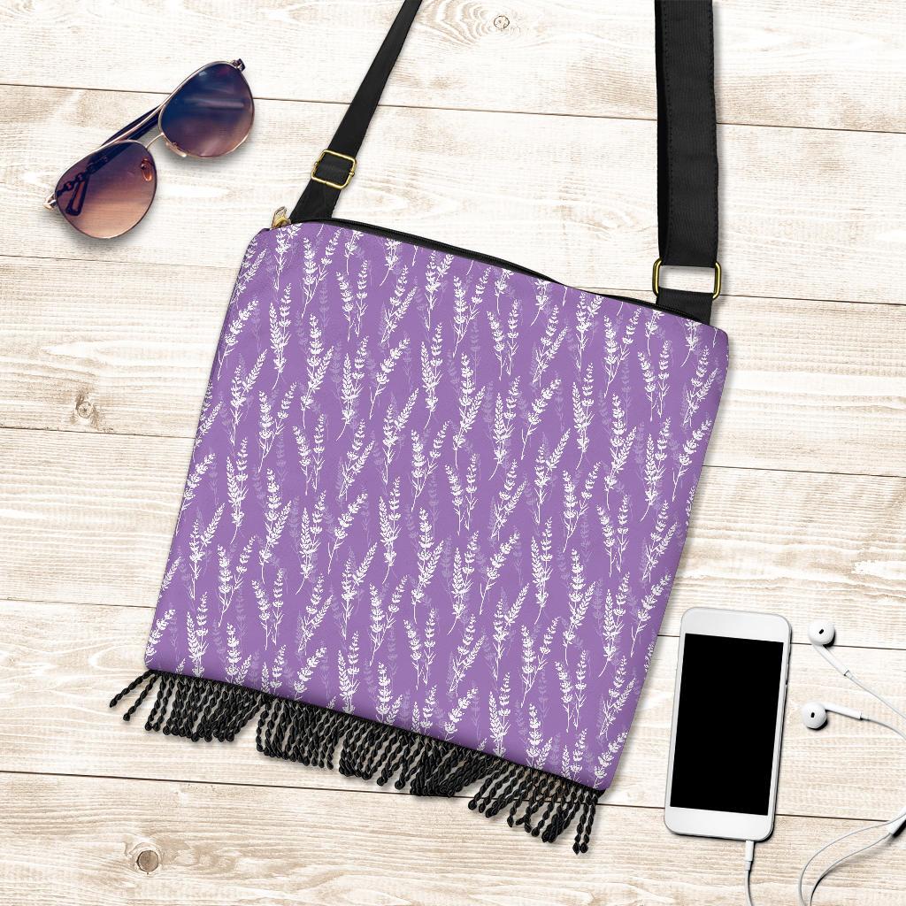 Floral Lavender Print Pattern Crossbody bags-grizzshop