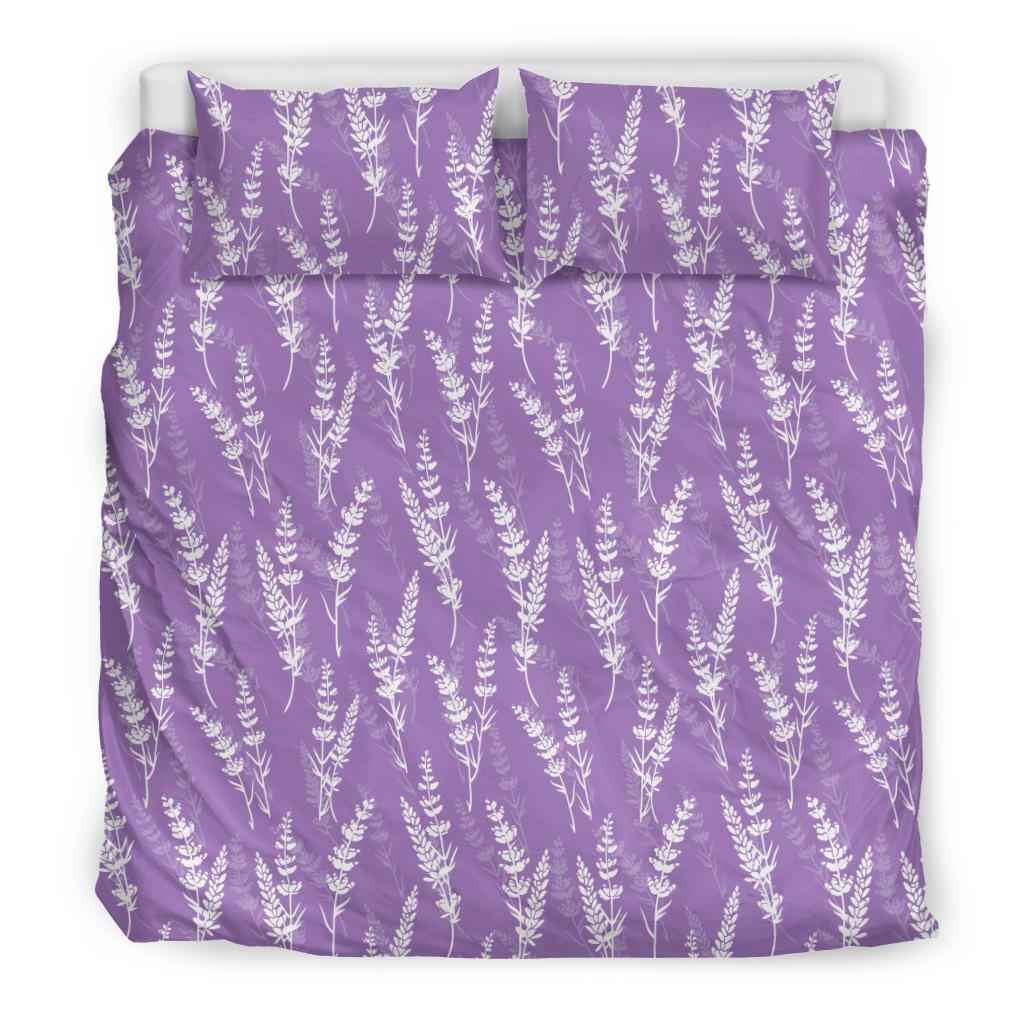 Floral Lavender Print Pattern Duvet Cover Bedding Set-grizzshop