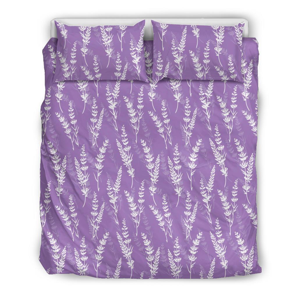 Floral Lavender Print Pattern Duvet Cover Bedding Set-grizzshop