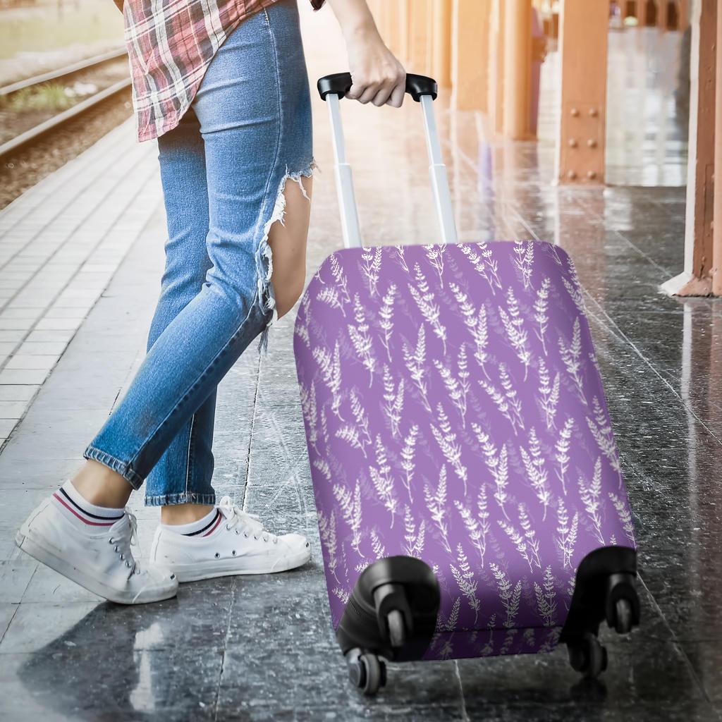 Floral Lavender Print Pattern Luggage Cover Protector-grizzshop