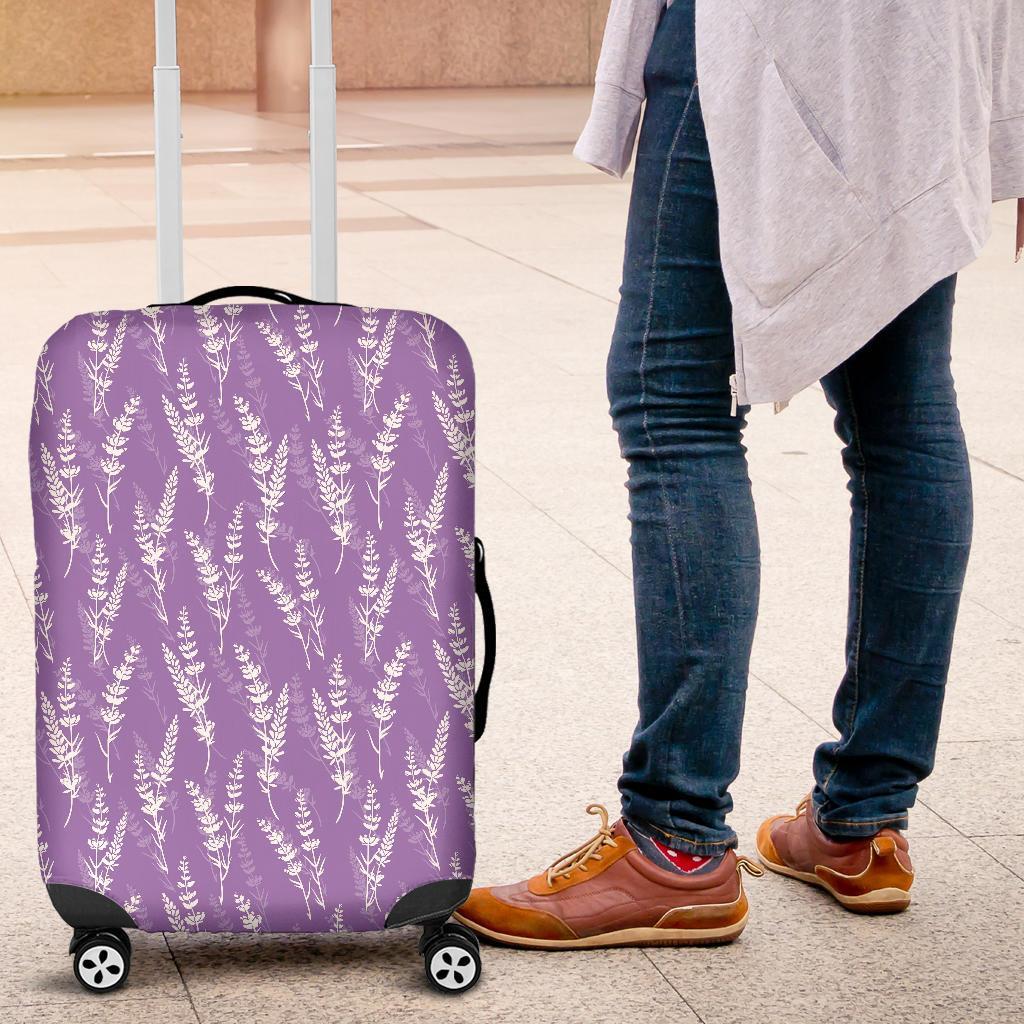 Floral Lavender Print Pattern Luggage Cover Protector-grizzshop