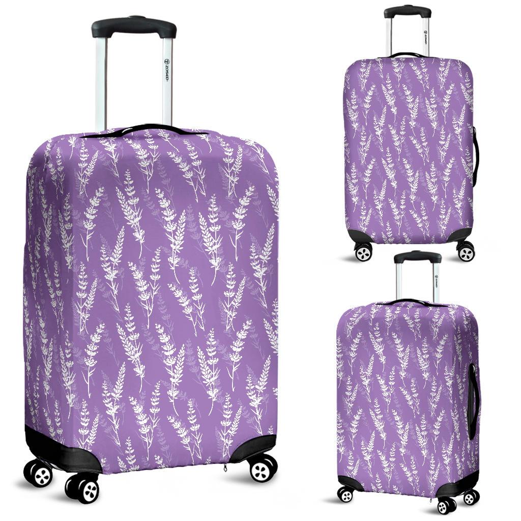 Floral Lavender Print Pattern Luggage Cover Protector-grizzshop