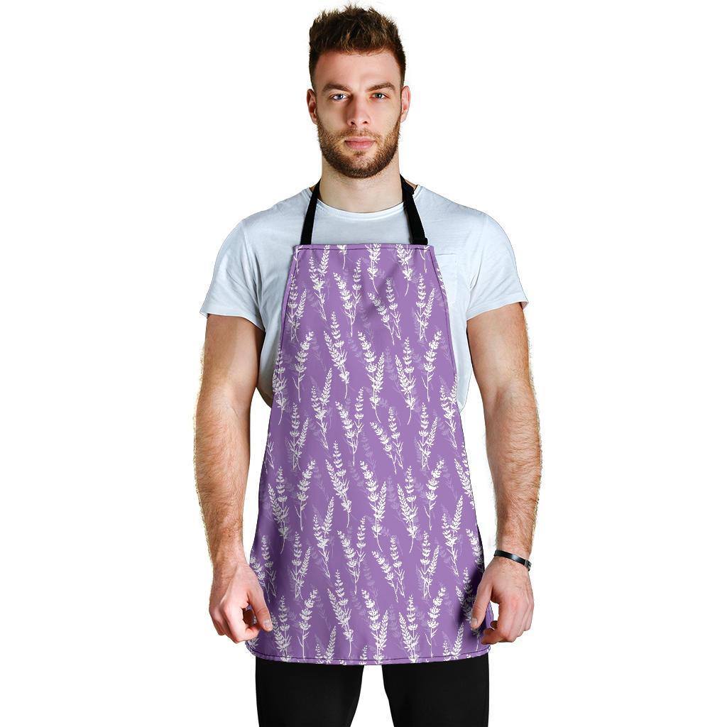 Floral Lavender Print Pattern Men's Apron-grizzshop