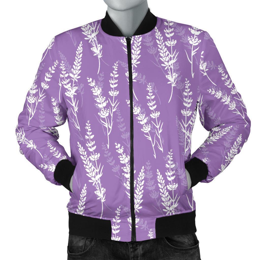 Floral Lavender Print Pattern Men's Bomber Jacket-grizzshop