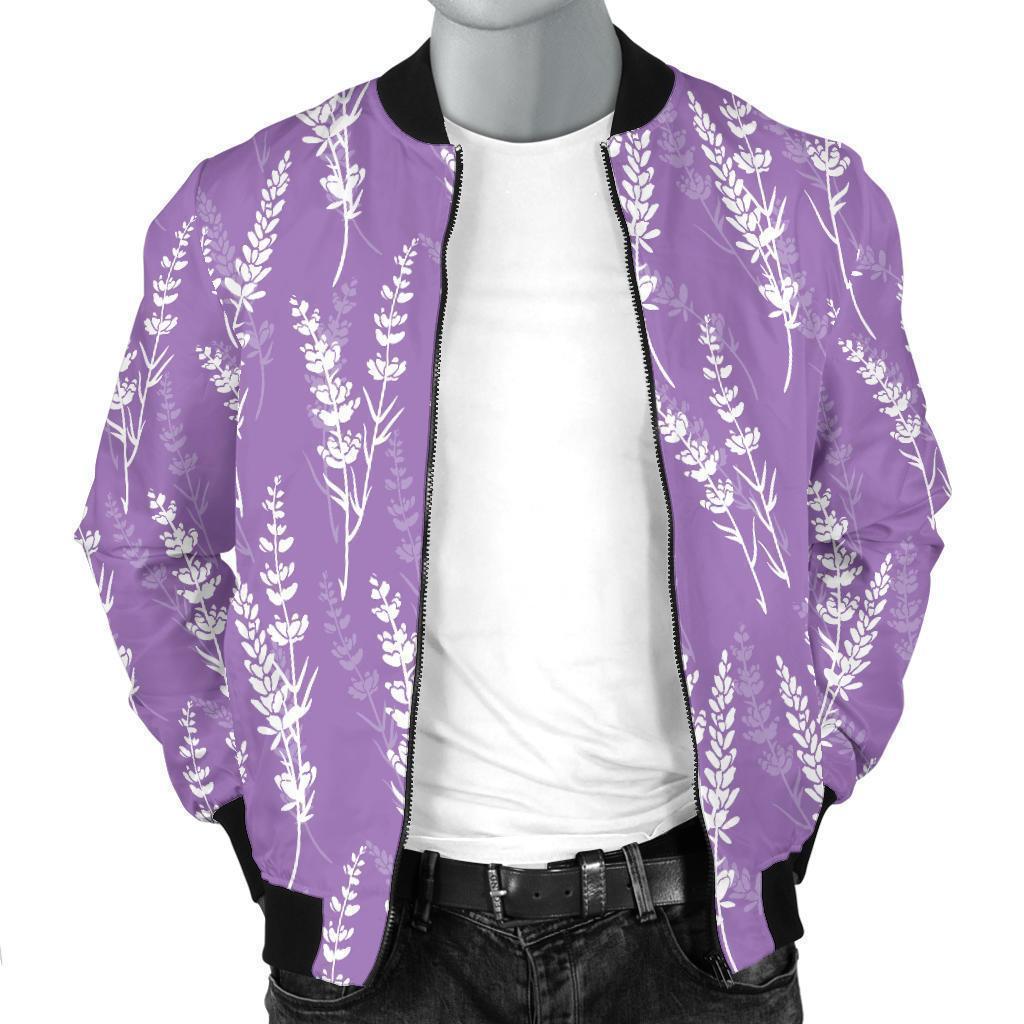 Floral Lavender Print Pattern Men's Bomber Jacket-grizzshop