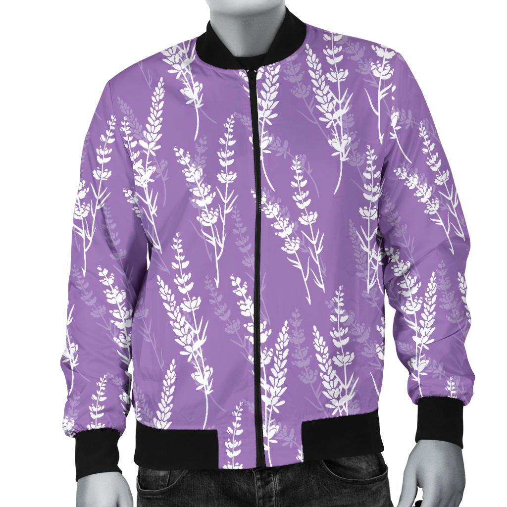 Floral Lavender Print Pattern Men's Bomber Jacket-grizzshop