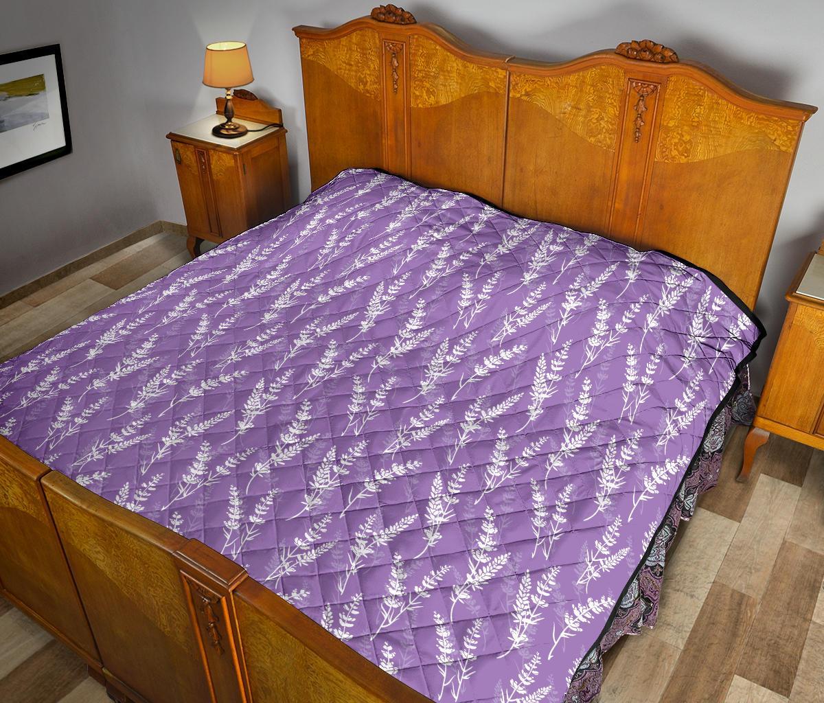 Floral Lavender Print Pattern Quilt-grizzshop