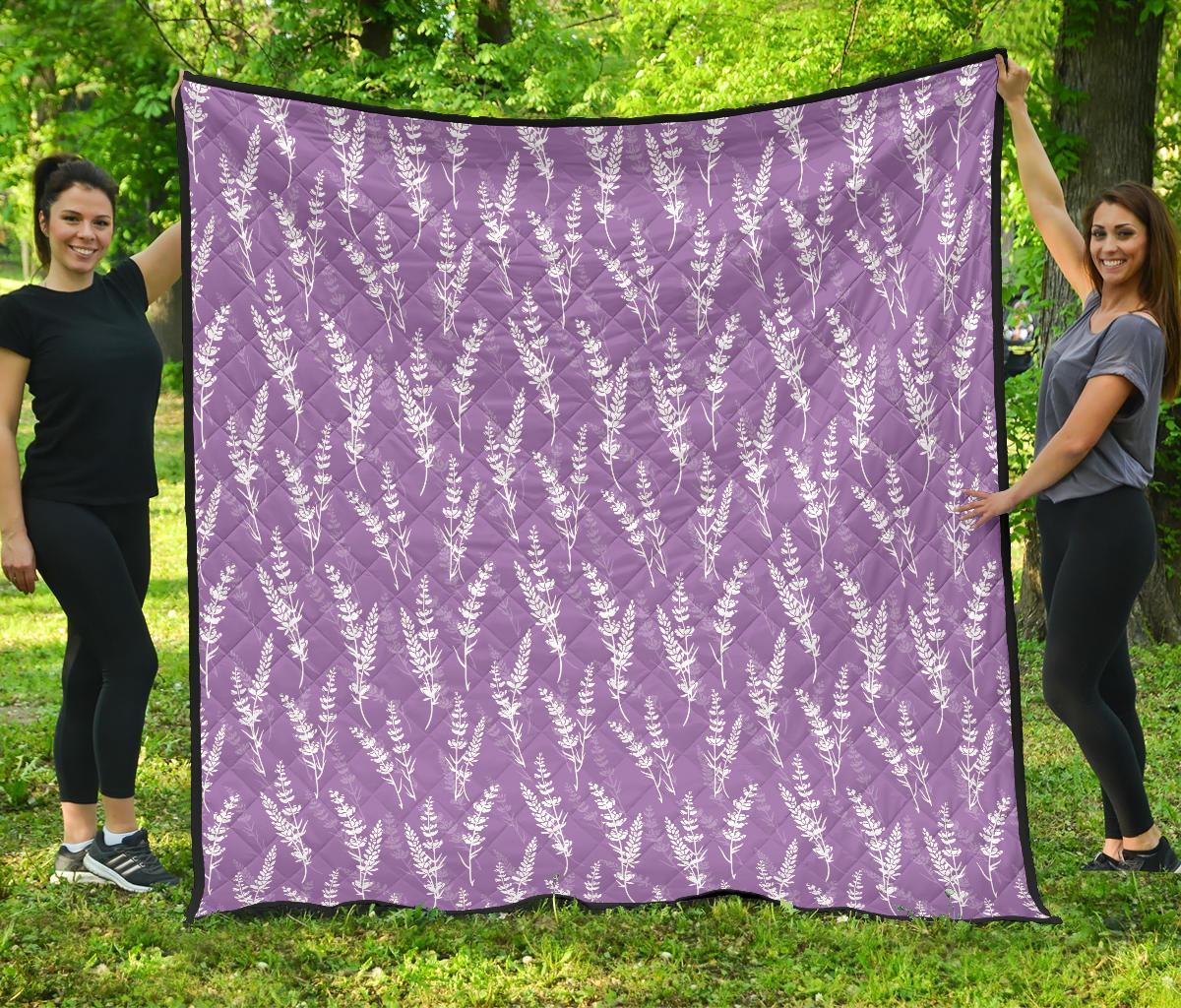 Floral Lavender Print Pattern Quilt-grizzshop