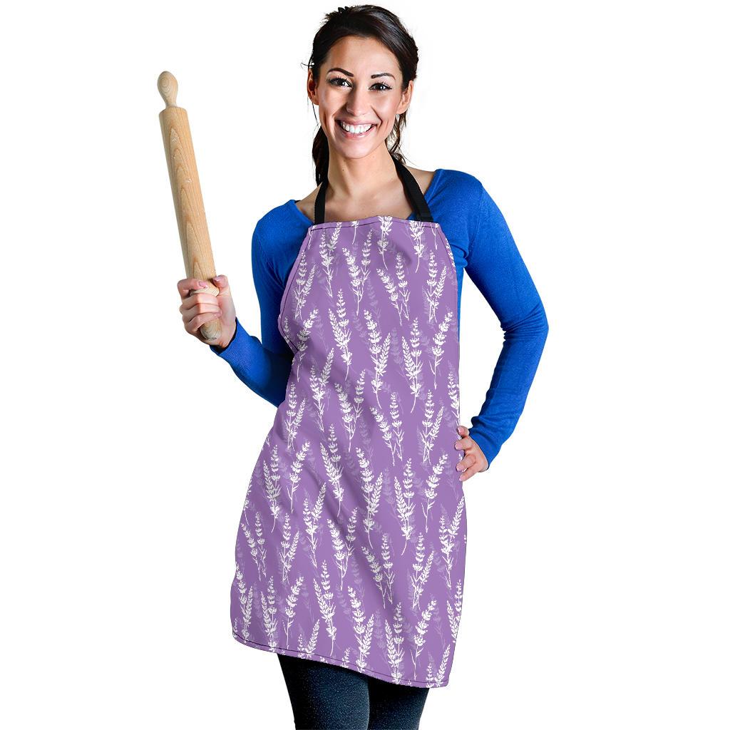 Floral Lavender Print Pattern Women's Apron-grizzshop