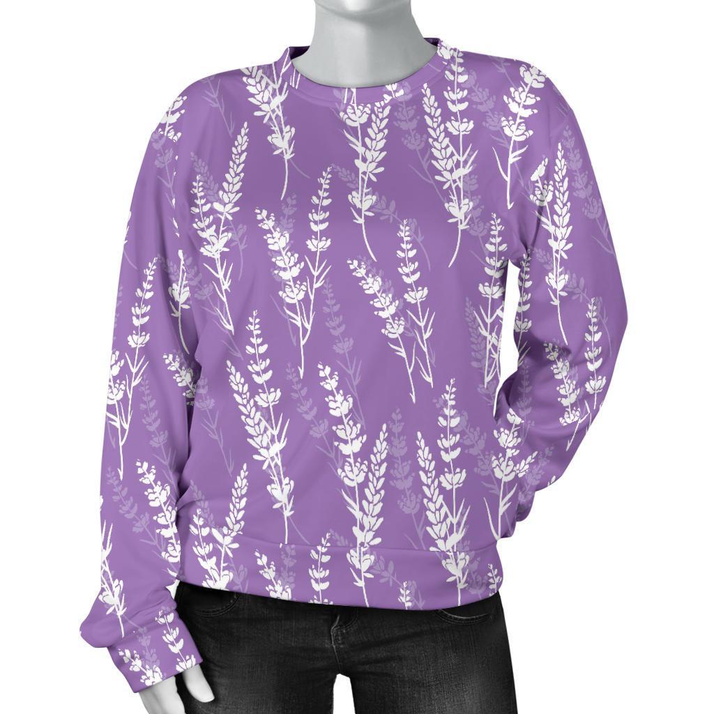 Floral Lavender Print Pattern Women's Sweatshirt-grizzshop