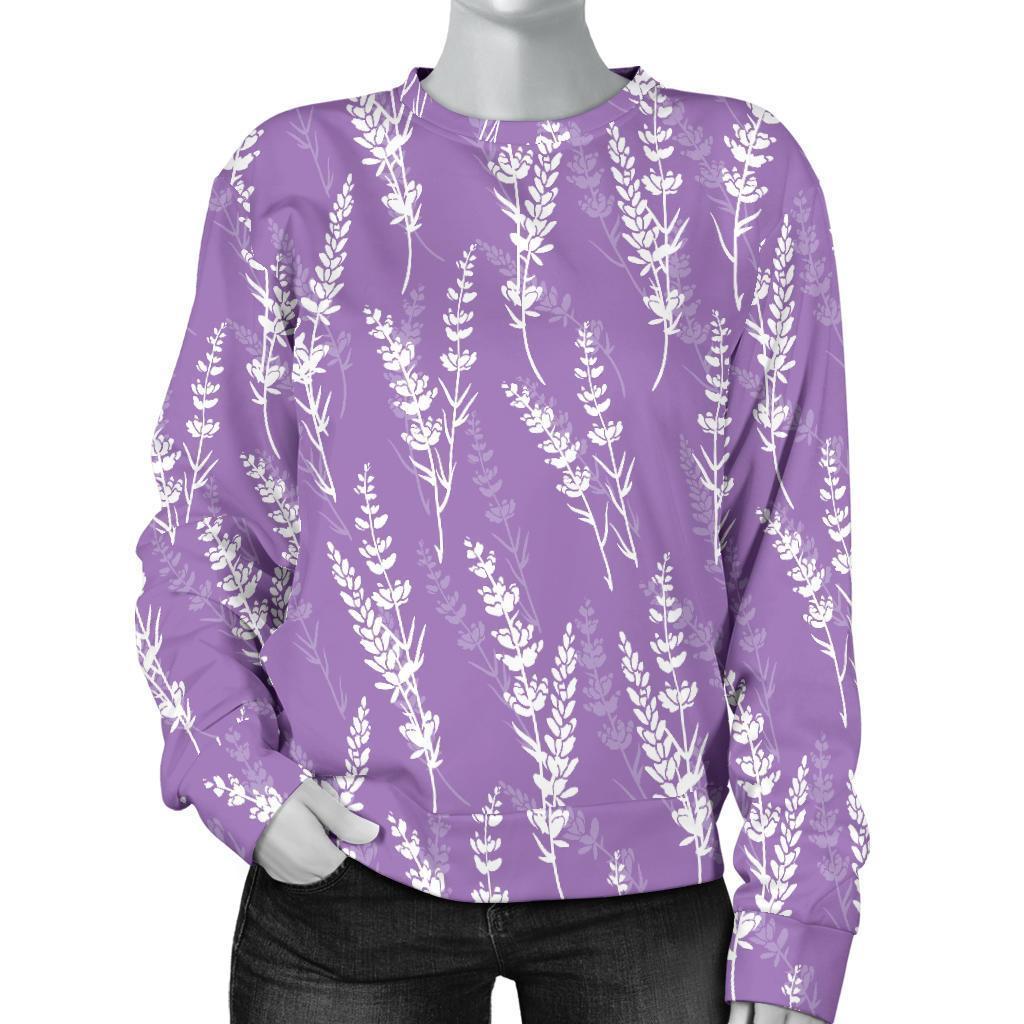 Floral Lavender Print Pattern Women's Sweatshirt-grizzshop