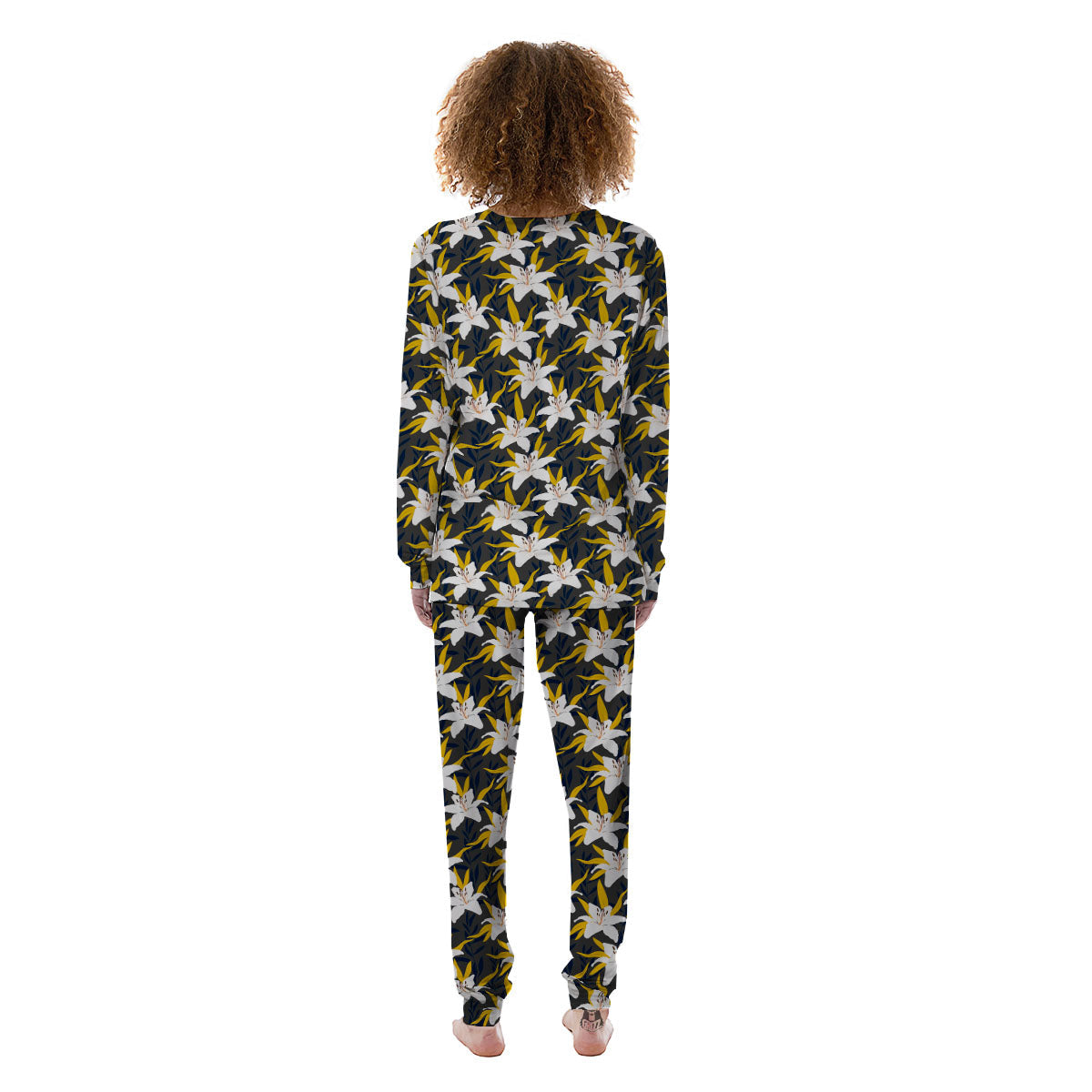 Floral Lily Print Pattern Women's Pajamas-grizzshop