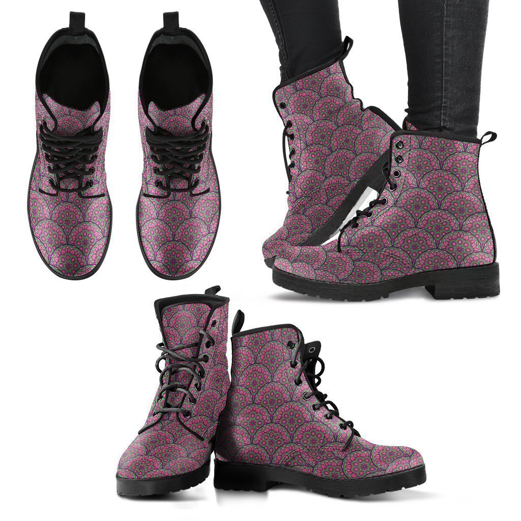 Floral Mandala Women's Leather Boots-grizzshop