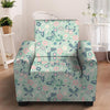 Floral Mint Butterfly Print Armchair Cover-grizzshop