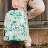 Floral Mint Butterfly Print Backpack-grizzshop