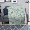 Floral Mint Butterfly Print Blanket-grizzshop