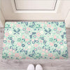 Floral Mint Butterfly Print Door Mat-grizzshop