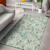 Floral Mint Butterfly Print Floor Mat-grizzshop