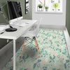 Floral Mint Butterfly Print Floor Mat-grizzshop