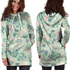 Floral Mint Butterfly Print Hoodie Dress-grizzshop