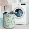 Floral Mint Butterfly Print Laundry Basket-grizzshop