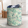 Floral Mint Butterfly Print Laundry Basket-grizzshop