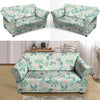 Floral Mint Butterfly Print Loveseat Cover-grizzshop