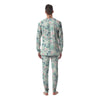 Floral Mint Butterfly Print Men's Pajamas-grizzshop