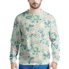 Floral Mint Butterfly Print Men's Sweatshirt-grizzshop