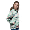 Floral Mint Butterfly Print Women's Hoodie-grizzshop