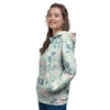 Floral Mint Butterfly Print Women's Hoodie-grizzshop