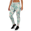 Floral Mint Butterfly Print Women's Joggers-grizzshop