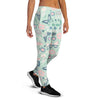 Floral Mint Butterfly Print Women's Joggers-grizzshop