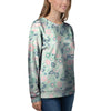 Floral Mint Butterfly Print Women's Sweatshirt-grizzshop