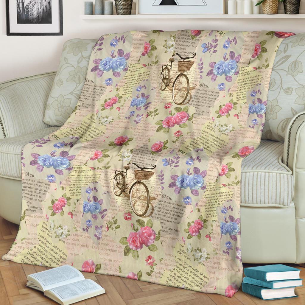 Floral Newspaper Pattern Print Blanket-grizzshop