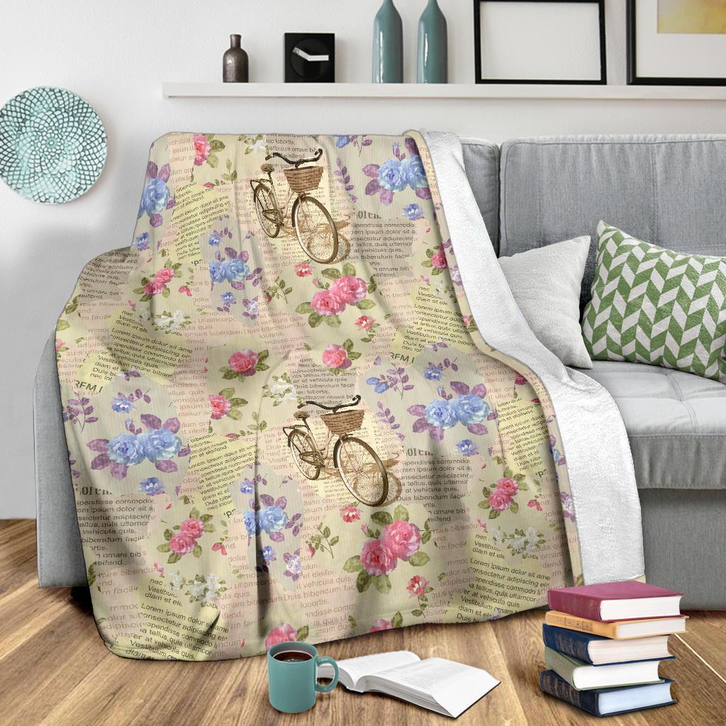 Floral Newspaper Pattern Print Blanket-grizzshop