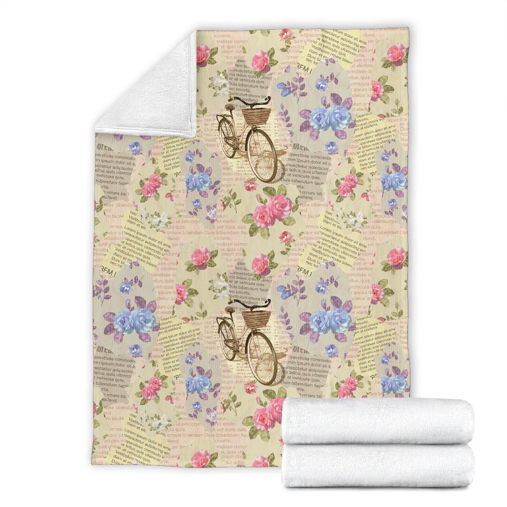 Floral Newspaper Pattern Print Blanket-grizzshop