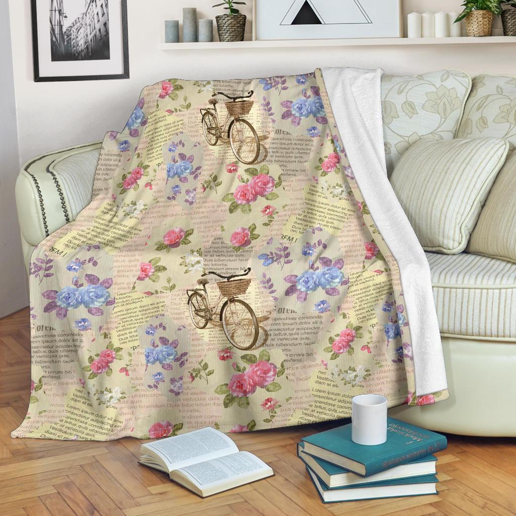 Floral Newspaper Pattern Print Blanket-grizzshop