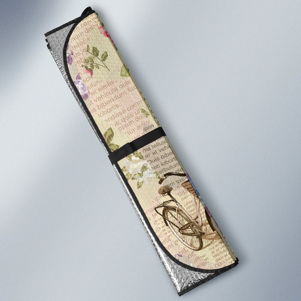 Floral Newspaper Pattern Print Car Sun Shade-grizzshop