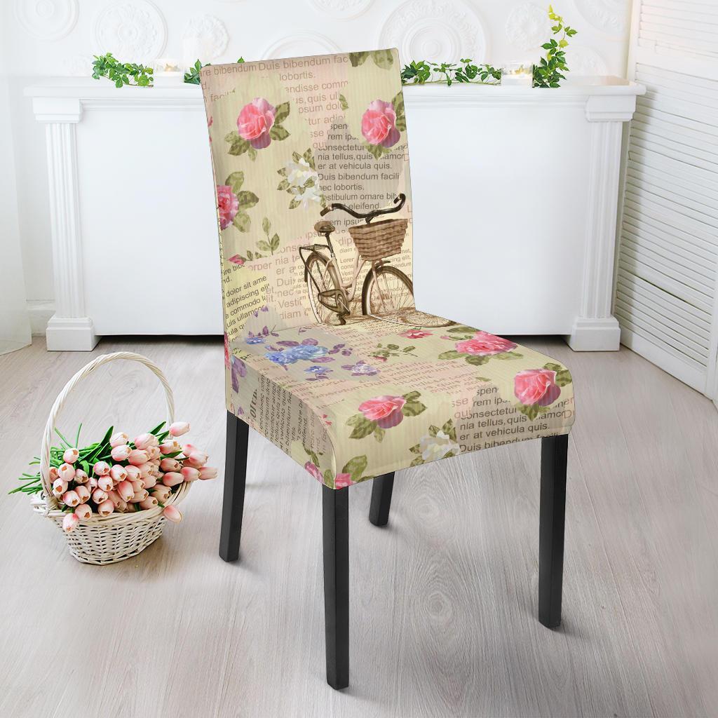 Floral Newspaper Pattern Print Chair Cover-grizzshop