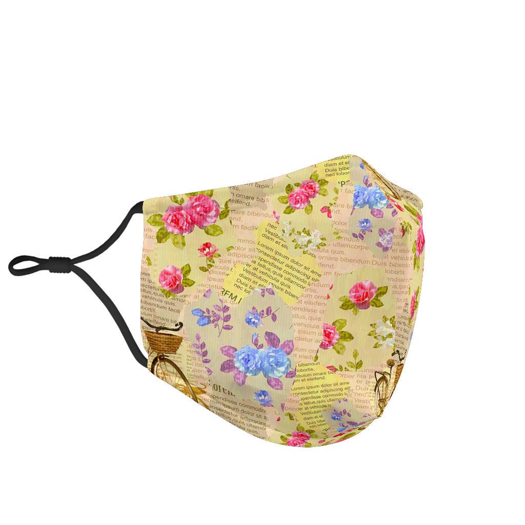 Floral Newspaper Pattern Print Face Mask-grizzshop