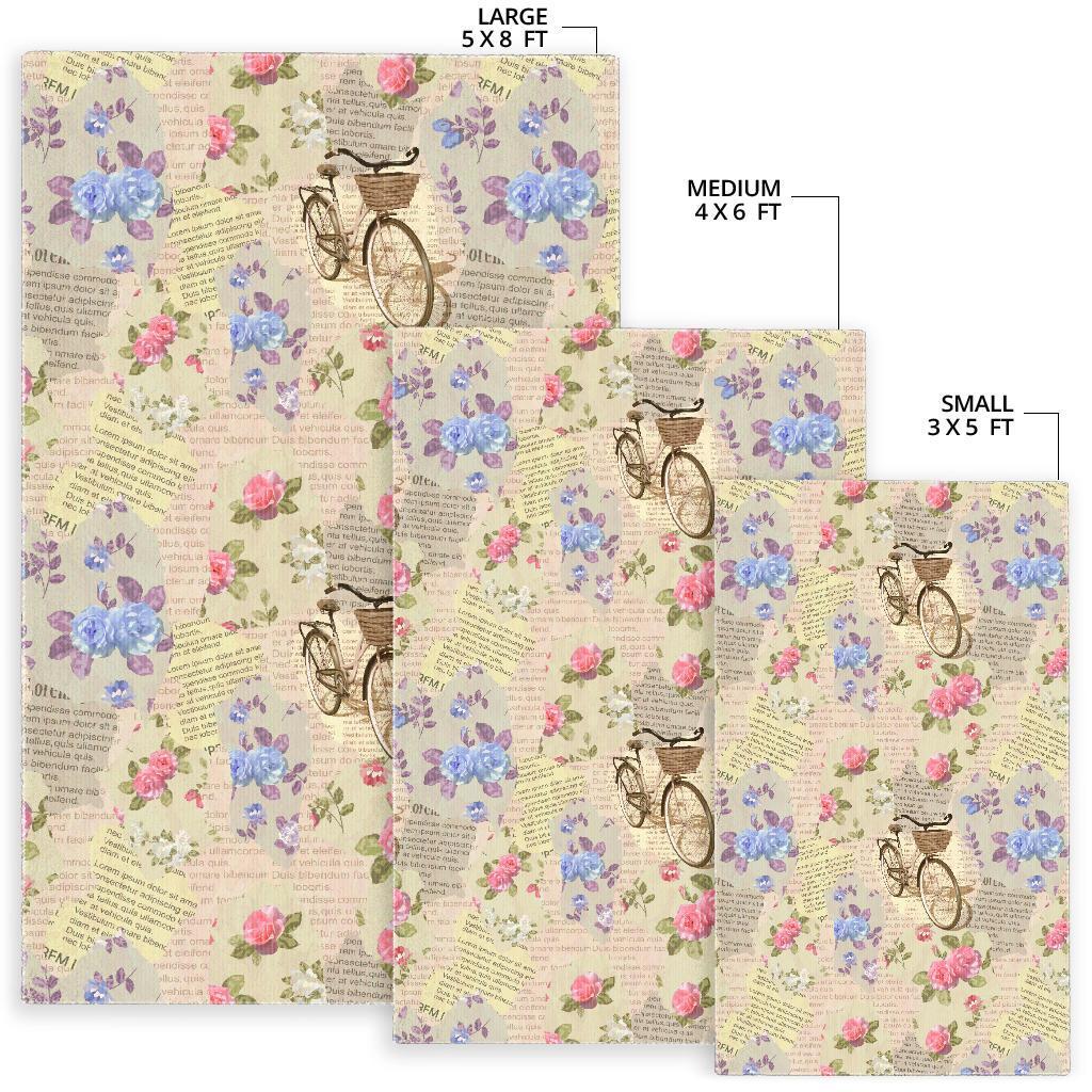 Floral Newspaper Pattern Print Floor Mat-grizzshop