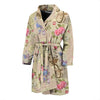 Floral Newspaper Pattern Print Men Long Robe-grizzshop