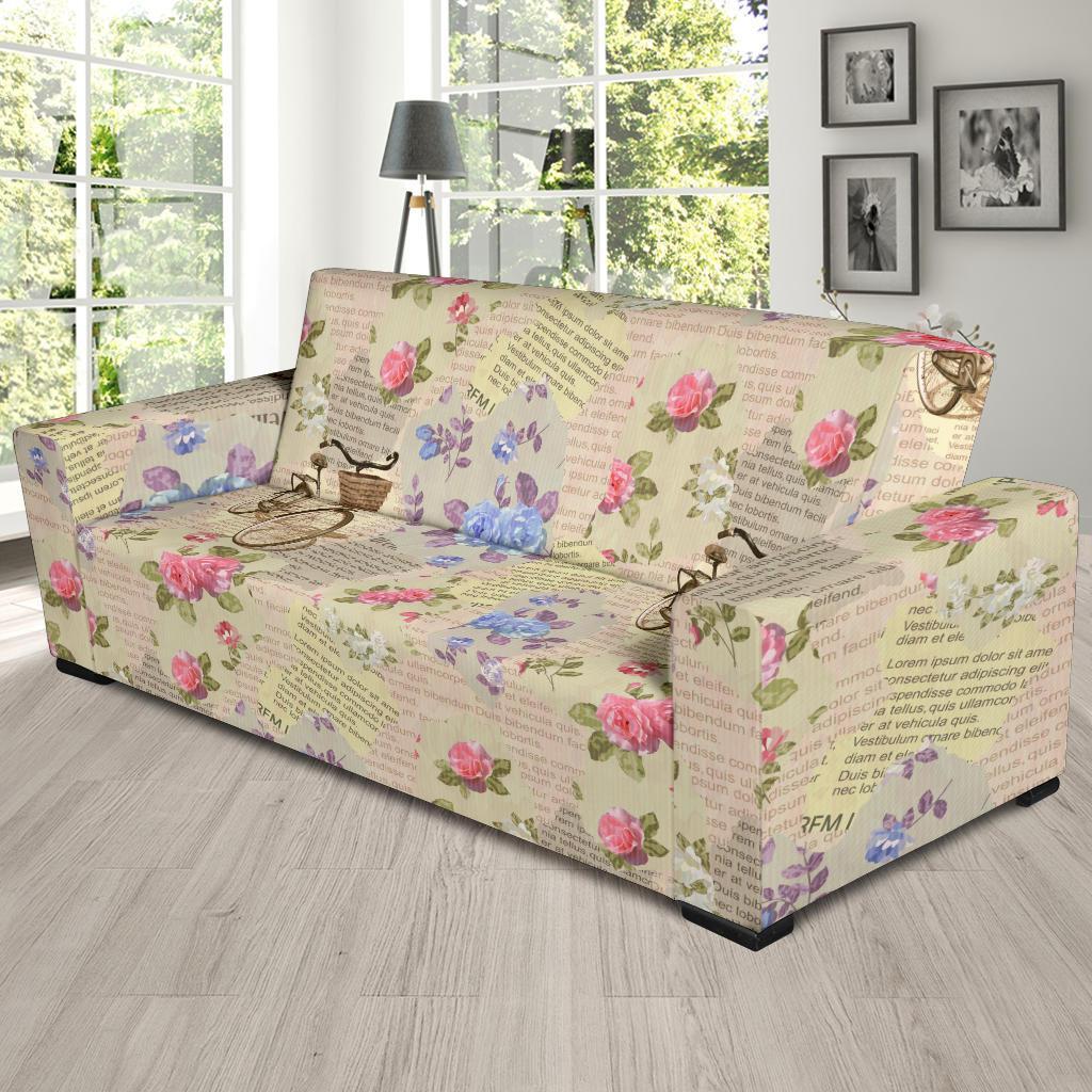 Floral Newspaper Pattern Print Sofa Covers-grizzshop