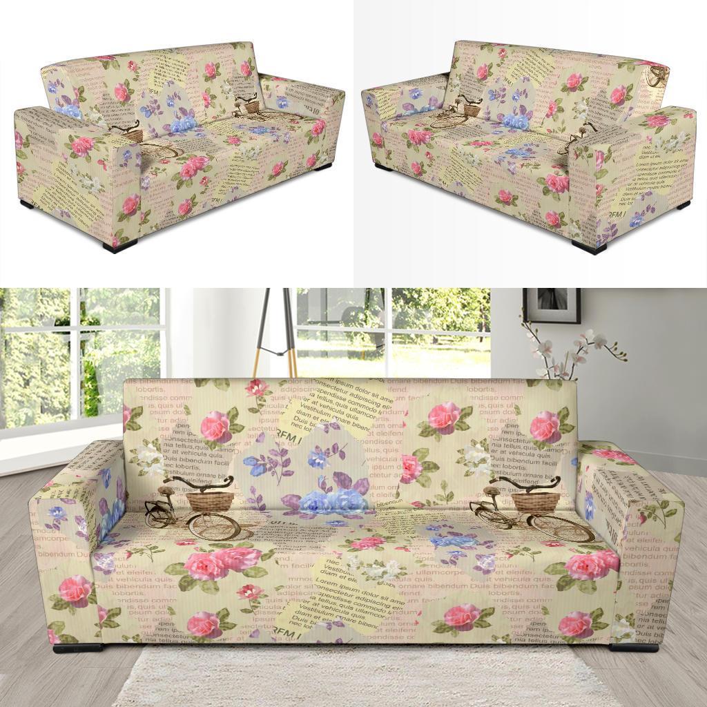 Floral Newspaper Pattern Print Sofa Covers-grizzshop