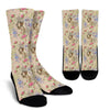 Floral Newspaper Pattern Print Unisex Crew Socks-grizzshop